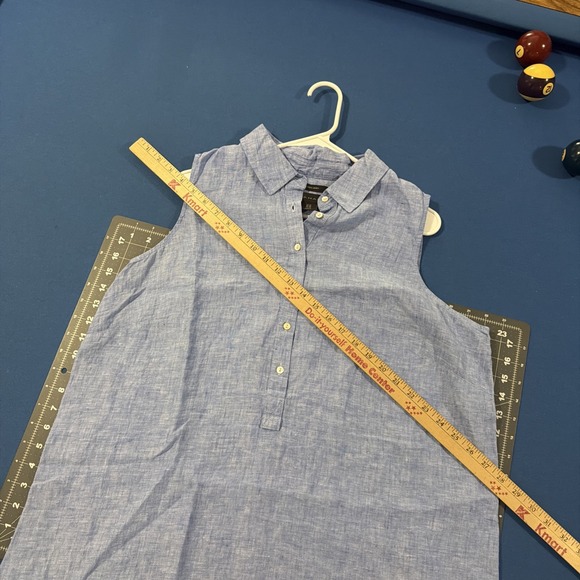 Tahari Linen Shirt Dress Size 1X Sky Blue Heather Button-Front Sleeveless - New - Picture 5 of 8